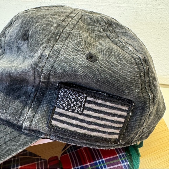 Kryptek Triphon Outdoor Tac-600  Camo Baseball Cap Black w/American flag unisex - Picture 7 of 14